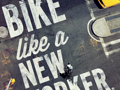 Belle campagne typo pour valoriser le vélo à New York